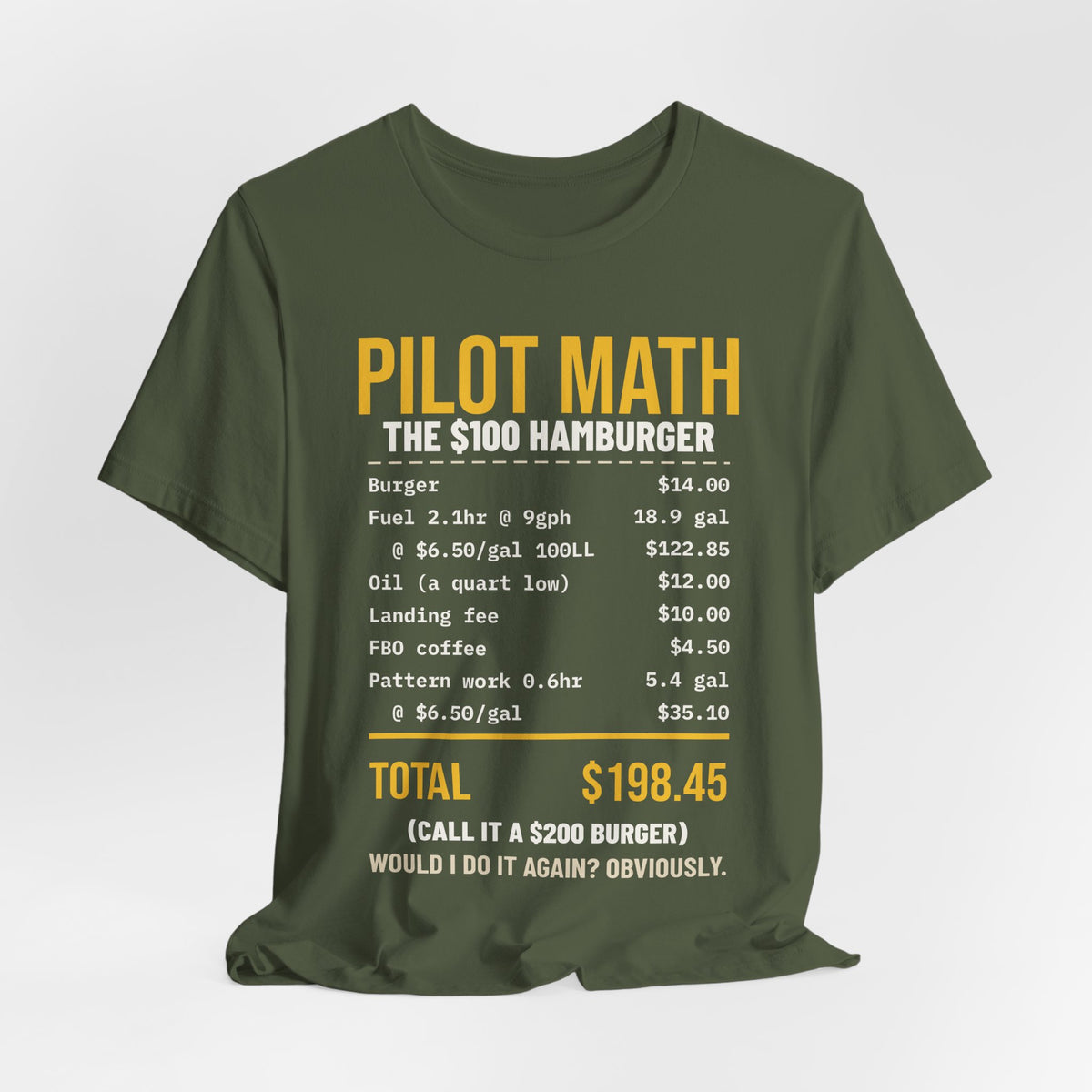 Pilot Math $100 Hamburger T-Shirt