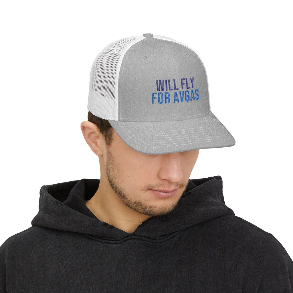 Will Fly for Avgas Pilot Trucker Hat